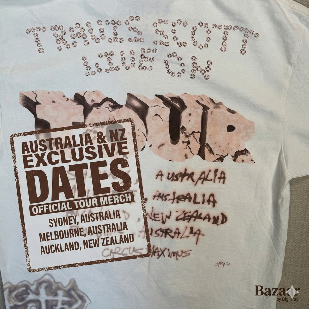 Travis Scott Circus Maximus 2024 Australia Tour‎ Tee White Large DEADSTOCK